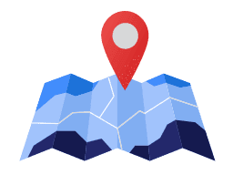 Ilustração de um mapa com marcador